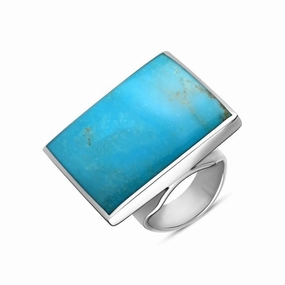 18ct White Gold Turquoise Large Square Ring