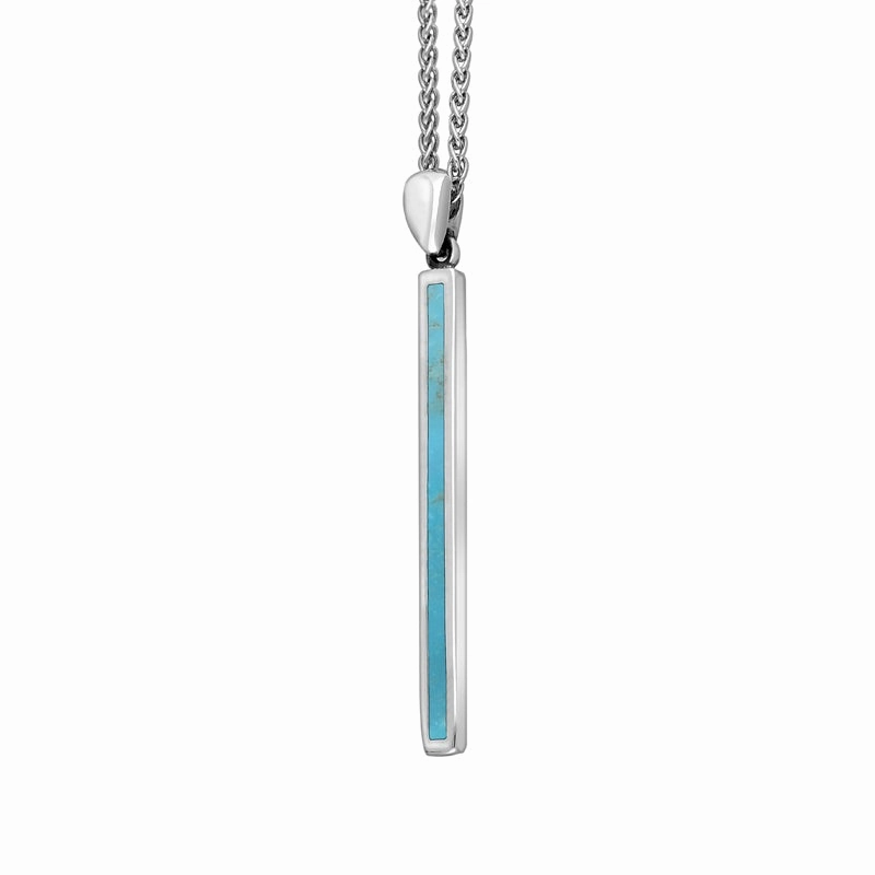 18ct White Gold Turquoise Long Slim Oblong Necklace