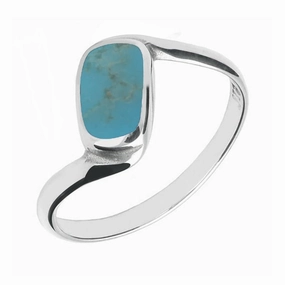 18ct White Gold Turquoise Oblong Twist Ring