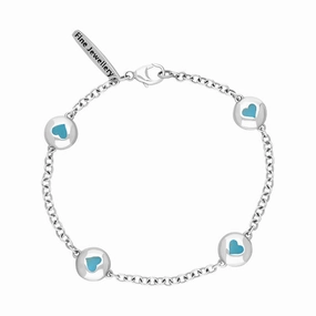 18ct White Gold Turquoise Oval Heart Detail Four Stone Bracelet