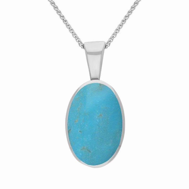 18ct White Gold Turquoise Oval Necklace