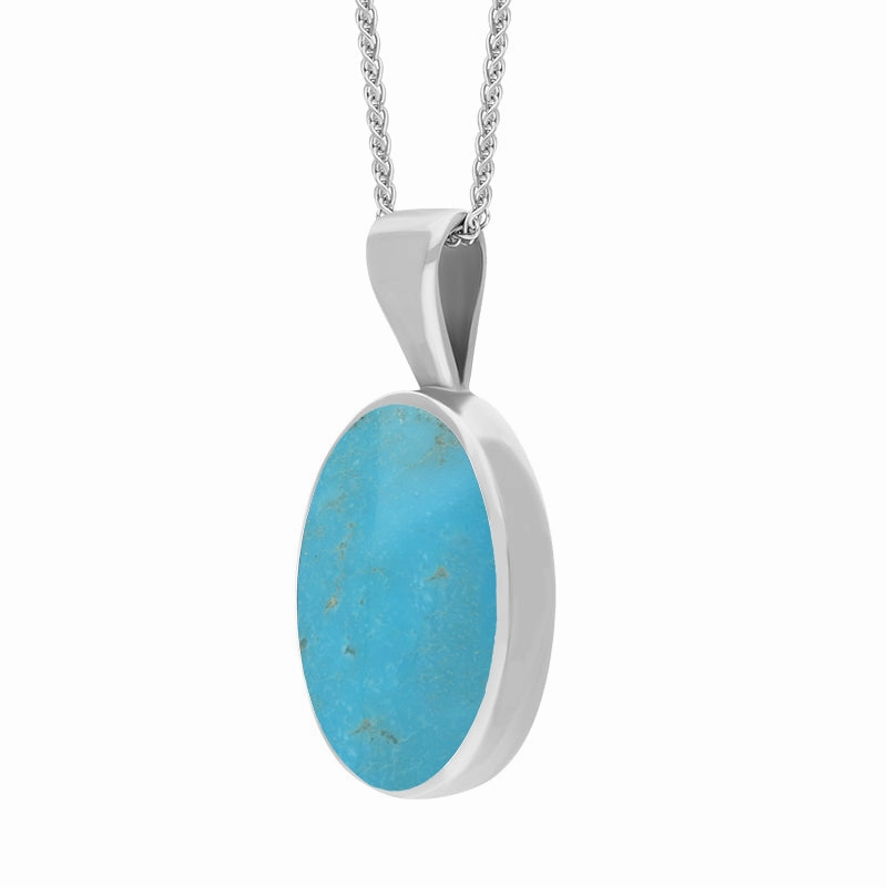 18ct White Gold Turquoise Oval Necklace