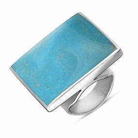 18ct White Gold Turquoise Queen's Jubilee Hallmark Large Square Ring D