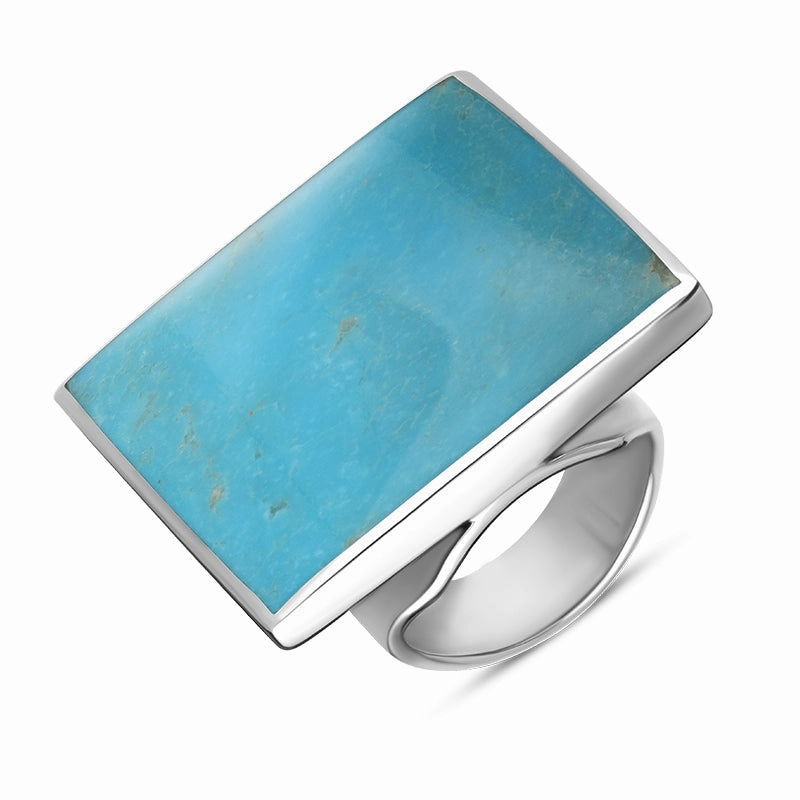 18ct White Gold Turquoise Queen's Jubilee Hallmark Large Square Ring D