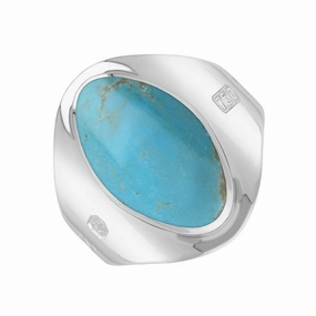 18ct White Gold Turquoise Queen's Jubilee Hallmark Small Oval Ring D