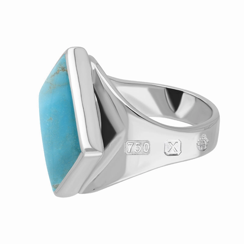 18ct White Gold Turquoise Queen's Jubilee Hallmark Small Rhombus Ring D