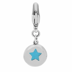 18ct White Gold Turquoise Round Shaped Star Clip Charm