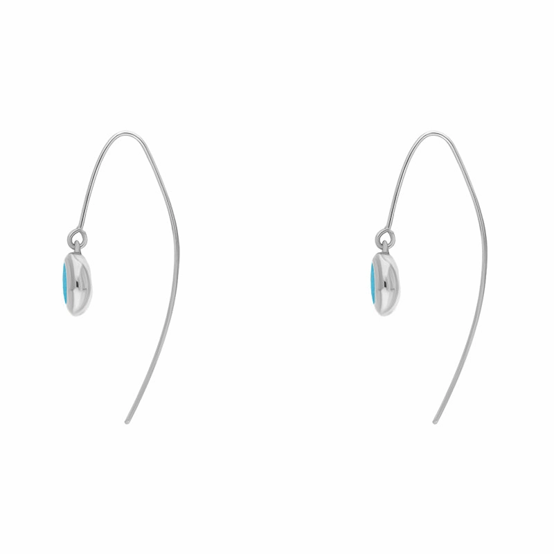 18ct White Gold Turquoise Star Disc Drop Earrings