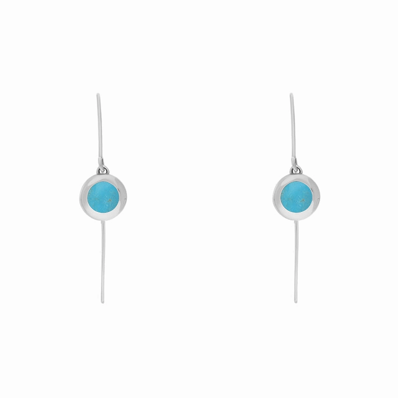 18ct White Gold Turquoise Star Disc Drop Earrings
