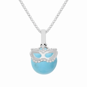 18ct White Gold Turquoise Zodiac Gemini 9mm Bead Pendant
