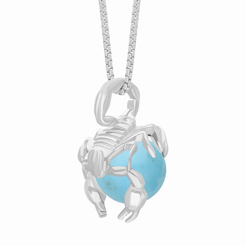 18ct White Gold Turquoise Zodiac Scorpio 9mm Bead Pendant