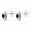 18ct White Gold Whitby Jet 0.11ct Diamond Oval Earrings D