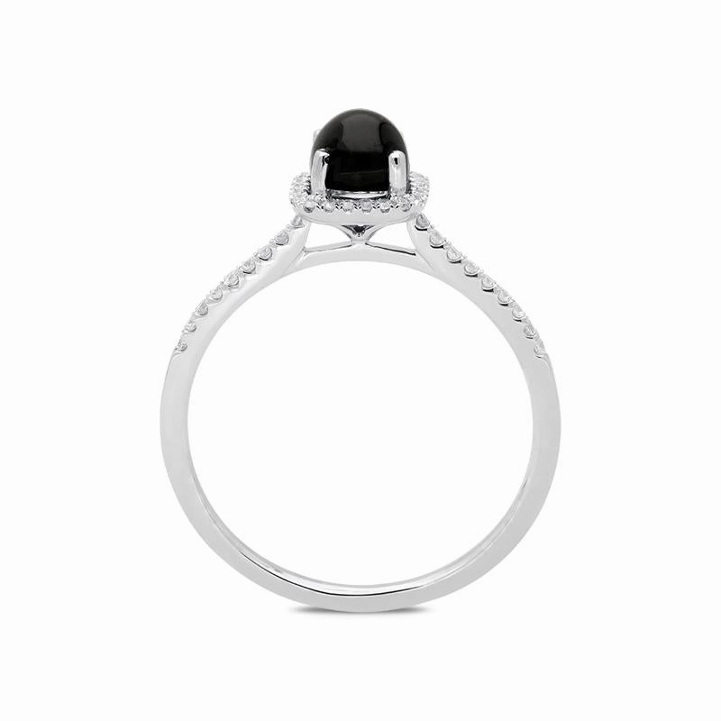 18ct White Gold Whitby Jet 0.16ct Diamond Square Cluster Ring