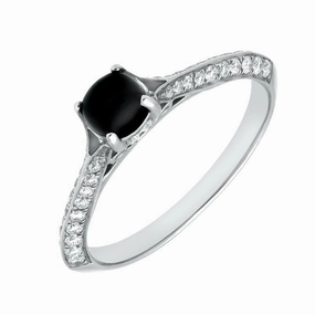 18ct White Gold Whitby Jet 0.30ct Diamond Ring