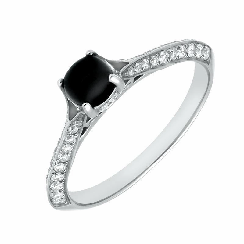 18ct White Gold Whitby Jet 0.30ct Diamond Ring