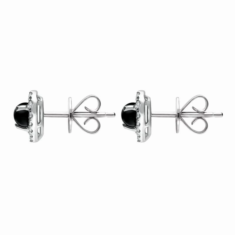 18ct White Gold Whitby Jet 0.33ct Diamond Heart Earrings