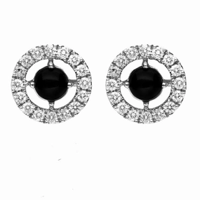 18ct White Gold Whitby Jet 0.38ct Diamond Stud Earrings