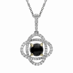 18ct White Gold Whitby Jet 0.40ct Diamond Necklace