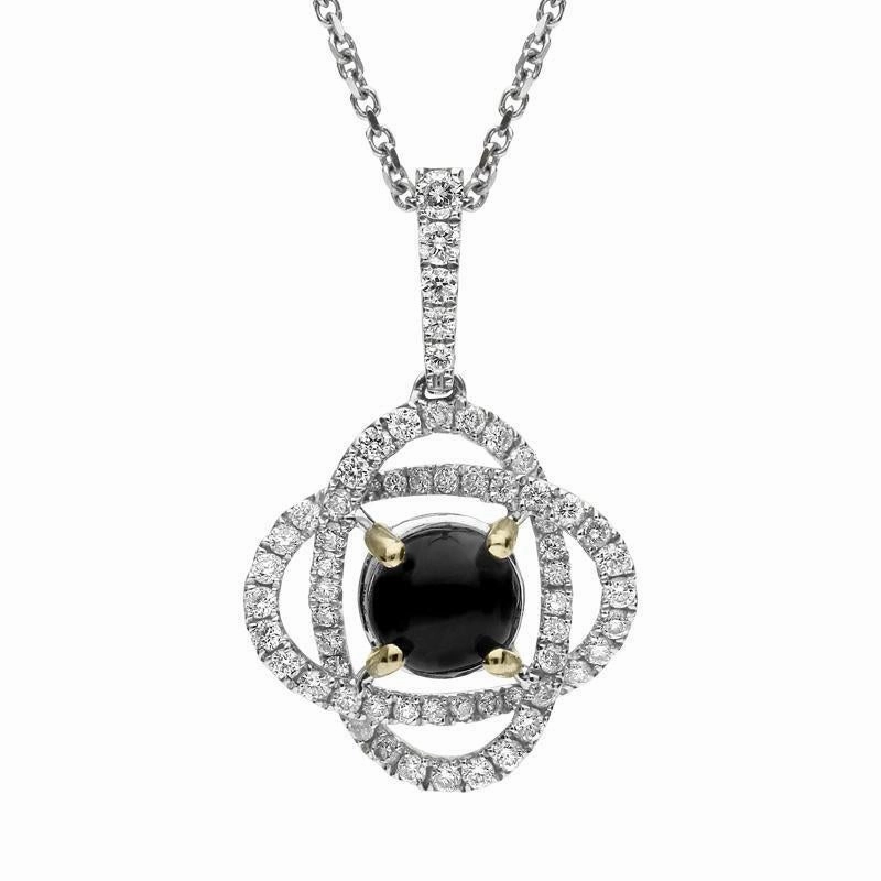 18ct White Gold Whitby Jet 0.40ct Diamond Necklace
