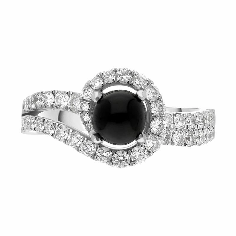 18ct White Gold Whitby Jet 0.89ct Diamond Double Shoulder Ring