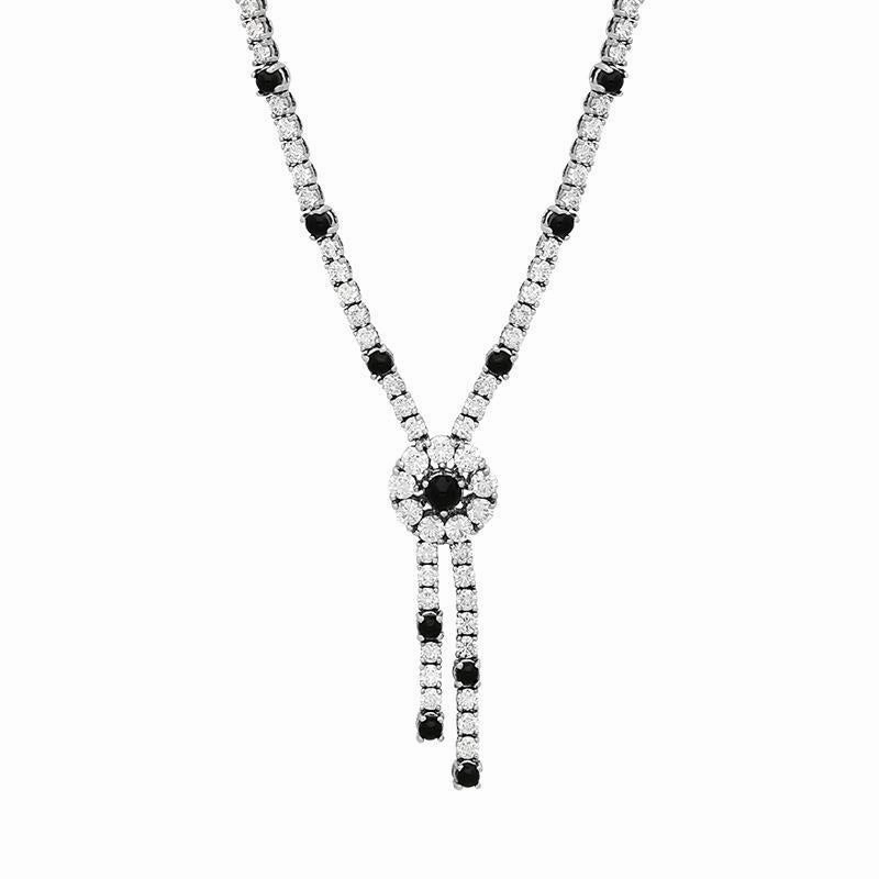 18ct White Gold Whitby Jet 6.77ct Rosette Style Necklace