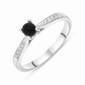 18ct White Gold Whitby Jet Diamond 0.07ct Ring