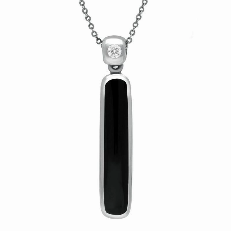 18ct White Gold Whitby Jet Diamond Long Oblong Necklace