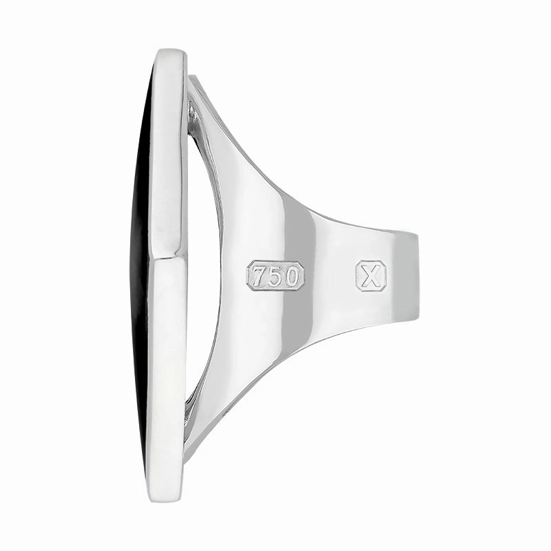 18ct White Gold Whitby Jet Hallmark Medium Rhombus Ring