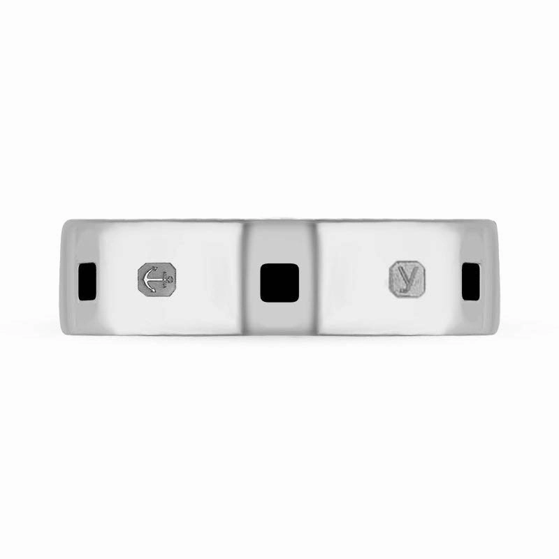 18ct White Gold Whitby Jet King's Coronation Hallmark Princess Cut 6mm Ring D