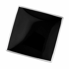 18ct White Gold Whitby Jet Queen's Jubilee Hallmark Large Rhombus Ring D