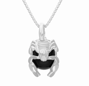 18ct White Gold Whitby Jet Zodiac Scorpio 9mm Bead Pendant