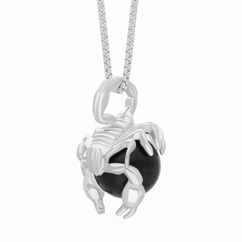 18ct White Gold Whitby Jet Zodiac Scorpio 9mm Bead Pendant