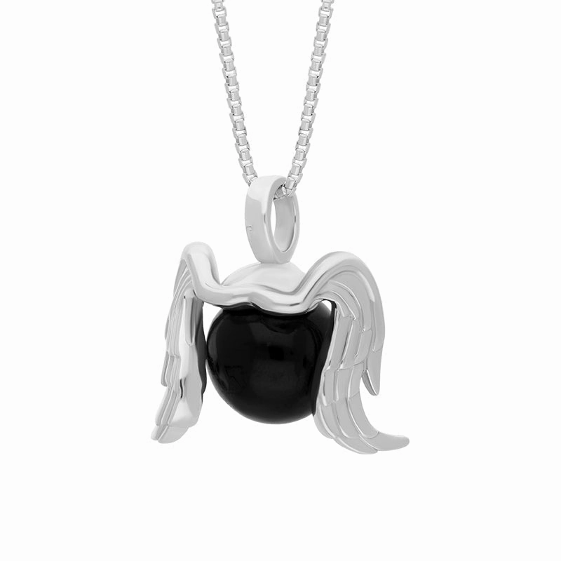 18ct White Gold Whitby Jet Zodiac Virgo 10mm Bead Pendant
