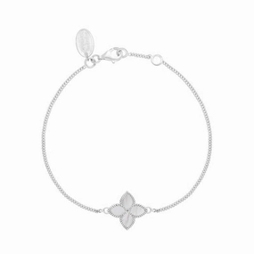 18ct White Gold White Mother of Pearl Eden Marquise Flower Bracelet
