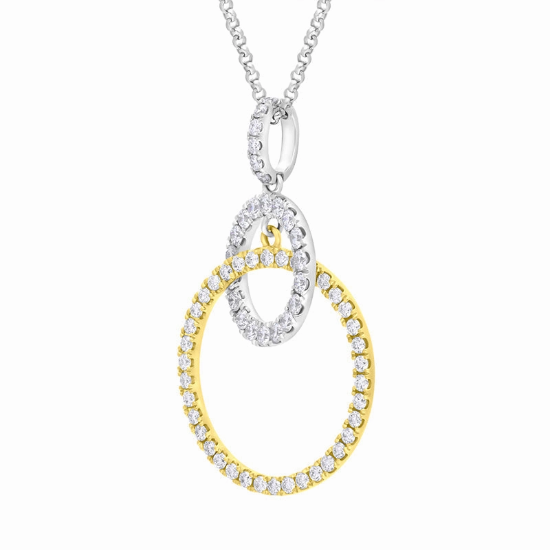 18ct White Yellow Gold 0.63ct Diamond Intertwined Circle Pendant