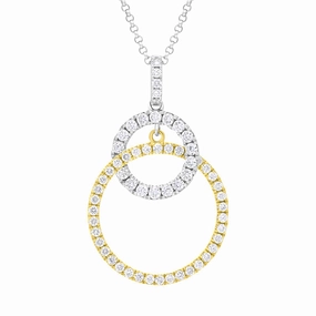 18ct White Yellow Gold 0.63ct Diamond Intertwined Circle Pendant