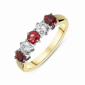 18ct Yellow & White Gold 1ct Ruby 0.49ct Diamond Claw Set Ring