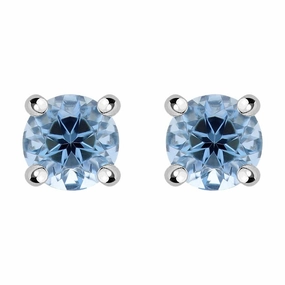 18ct Yellow and White Gold Aquamarine Round Stud Earrings