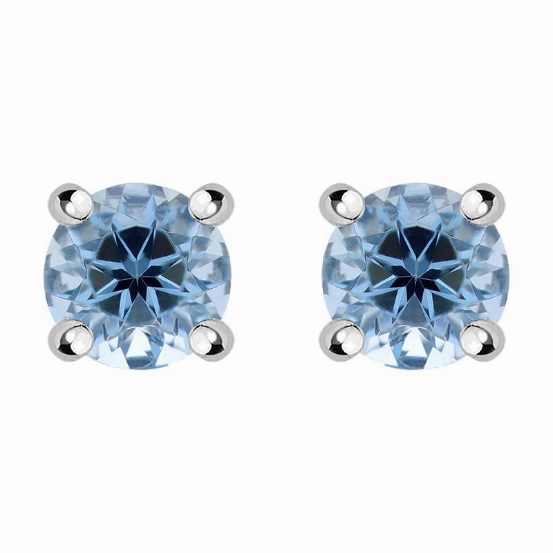 18ct Yellow and White Gold Aquamarine Round Stud Earrings