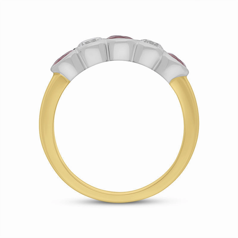18ct Yellow and White Gold Ruby Diamond Rubover Set Eternity Ring