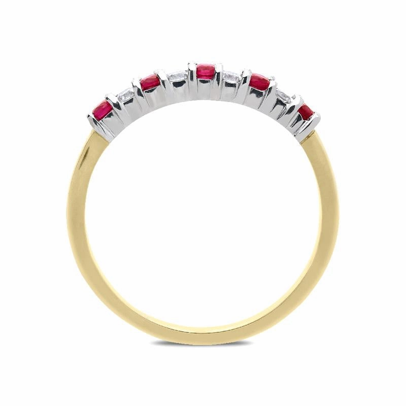 18ct Yellow Gold 0.20ct Ruby Diamond Half Eternity Ring