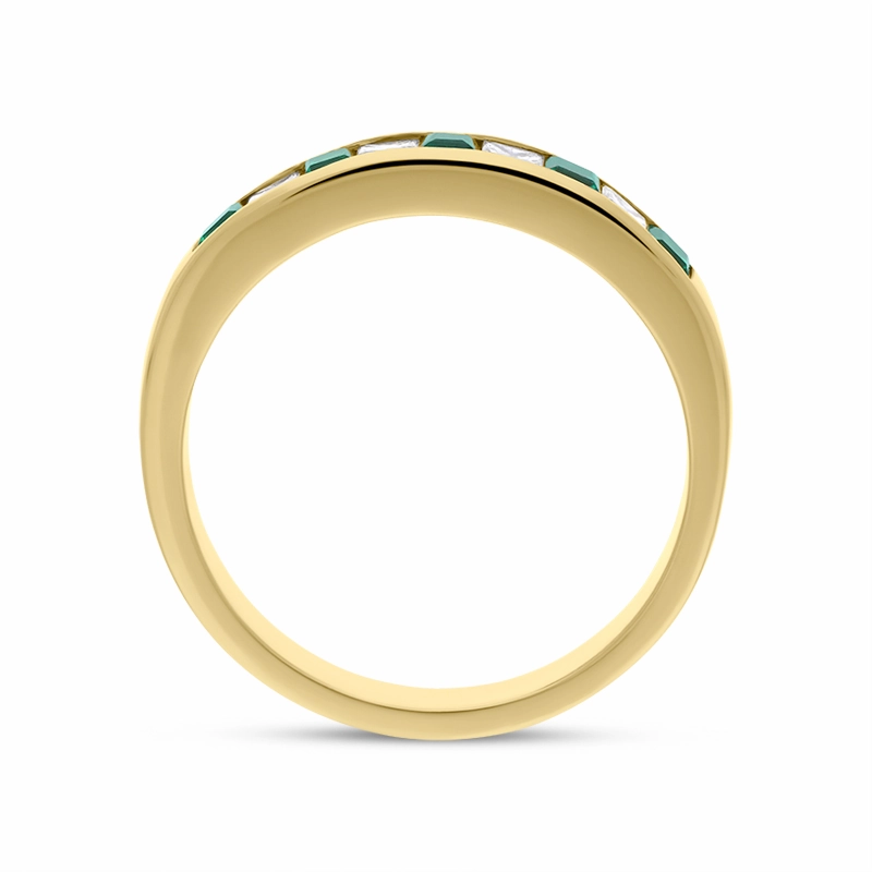 18ct Yellow Gold 0.24ct Emerald Diamond Princess Cut Half Eternity Ring