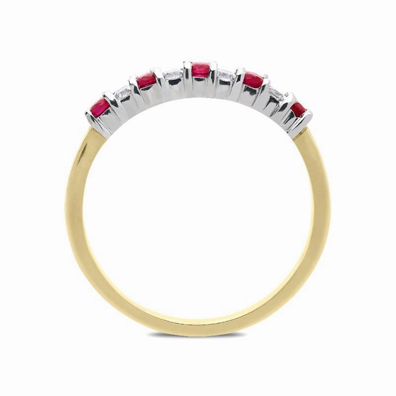 18ct Yellow Gold 0.26ct Ruby Diamond Half Eternity Ring