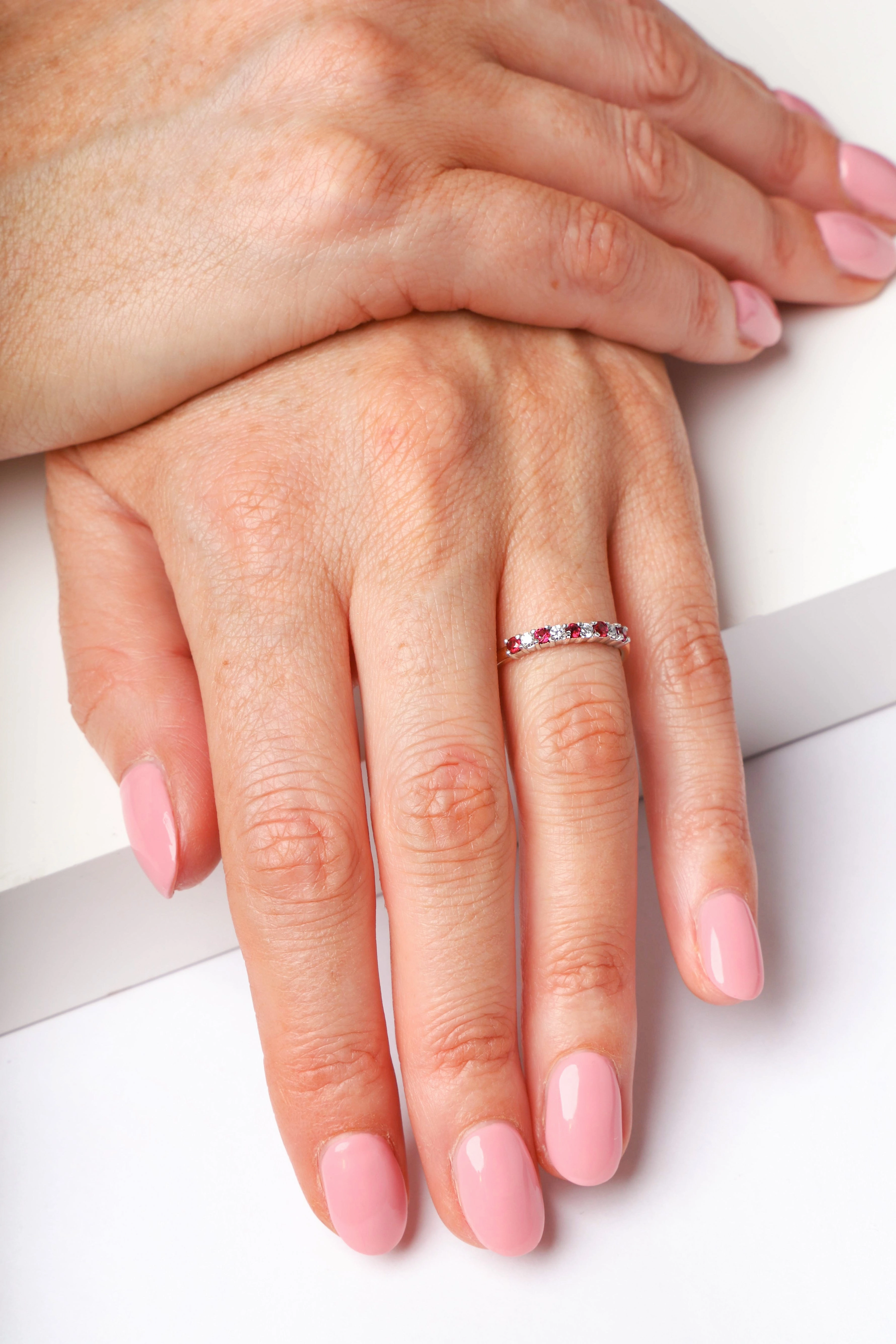 18ct Yellow Gold 0.26ct Ruby Diamond Half Eternity Ring