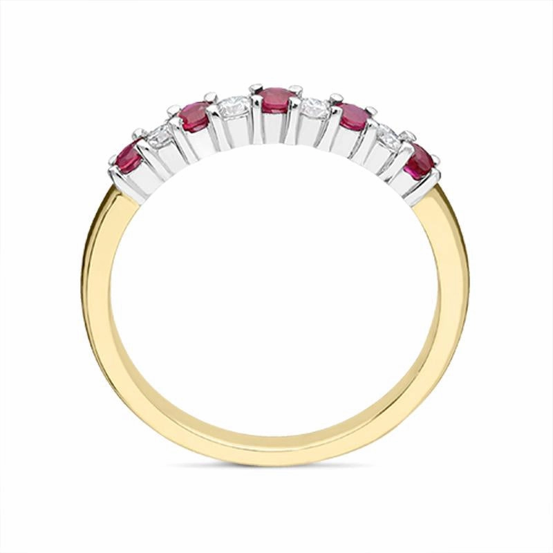 18ct Yellow Gold 0.26ct Ruby Diamond Half Eternity Ring