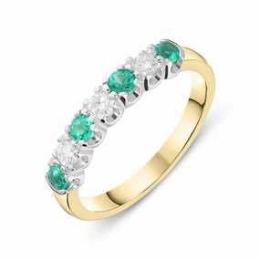 18ct Yellow Gold 0.28ct Emerald Diamond Half Eternity Ring