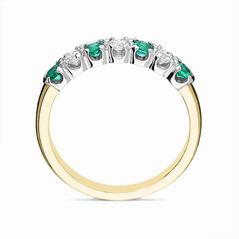 18ct Yellow Gold 0.28ct Emerald Diamond Half Eternity Ring