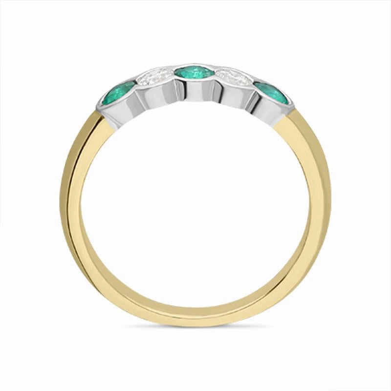 18ct Yellow Gold 0.30ct Emerald Diamond Half Eternity Ring