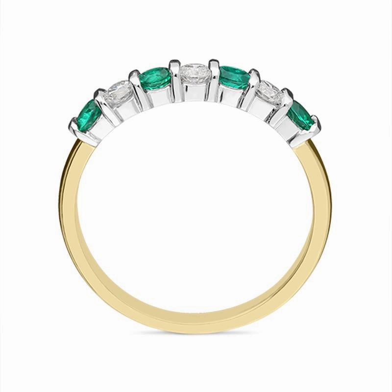 18ct Yellow Gold 0.31ct Emerald Diamond Bar Set Ring