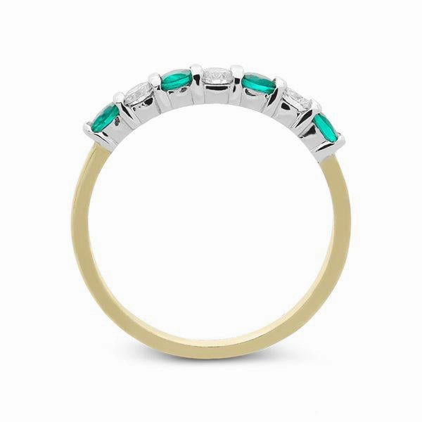 18ct Yellow Gold 0.33ct Emerald Diamond Bar Set Ring